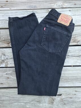 Levi's 505 Regular Fit Straight Leg Jeans Men's Size 34x34 Cotton Zip Fly Black